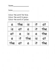 English Worksheet: 4 BASIC SIGHT WORDS EXERCISE