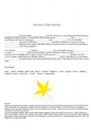 English worksheet: Autumn Cloze Activity