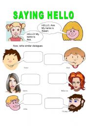 English Worksheet: saying hello