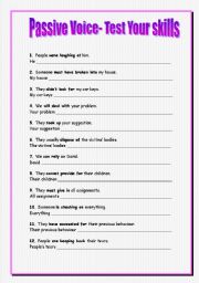 English Worksheet: Passive voice test your skills