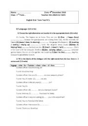 English Worksheet: 7th form test