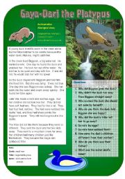 English Worksheet: Gaya-Dari: the Platypus