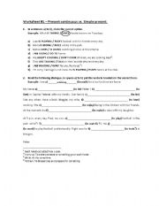 English Worksheet: Worksheet - Simple Present vs. Present Continuous