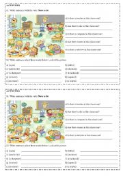 English Worksheet: Classroom and There to be