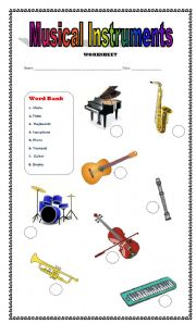 English Worksheet: Musical Instruments