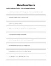English worksheet: Giving Compliments