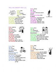 English Worksheet: Tell me about you -past tense