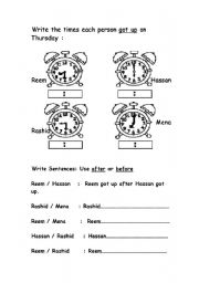 English Worksheet: Telling time