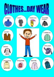 English Worksheet: CLOTHES 2 ...DAY WEAR-PICTIONARY