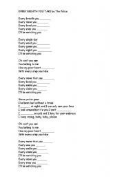 English Worksheet: EVERY BREATH YOU TAKE, by The Police