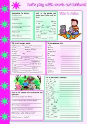 English Worksheet: Lets play with words and letters!