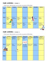 English Worksheet: Daily Activities