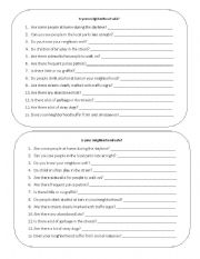 English worksheet: My neighborhood