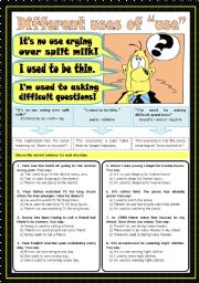 English Worksheet: Different uses of 
