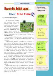 English Worksheet: How do the British spend their free time?  -  Reading