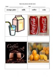 English Worksheet: matching food vocabulary