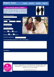 English Worksheet: INTERNET DATING - Match.com 