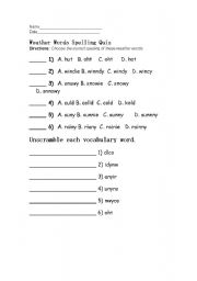 English worksheet: Weather Spelling