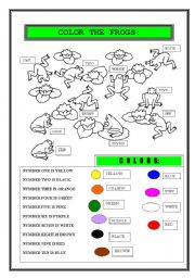 English Worksheet: PAINT THE FROGS