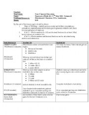 English worksheet: Monetary Decimal Places Lesson Plan for Special Education