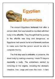 English Worksheet: Egyptian Mummy