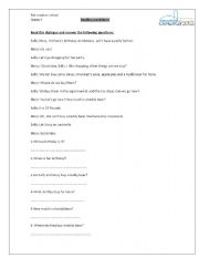 English worksheet: reading dialogue