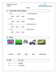 English worksheet: test for grade two