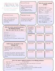 Pronouns worksheet