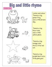 English Worksheet: big and little rhyme