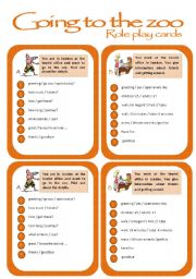 English Worksheet: Role play cards series: Going to the zoo