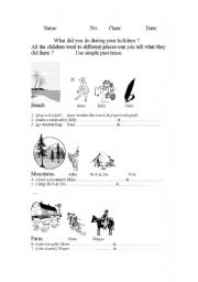 English worksheet: holiday activities-past simple