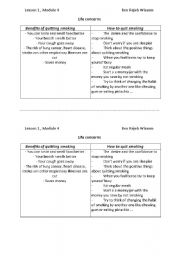 English Worksheet: life concerns: smoking