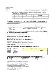 English Worksheet: 2nd exam for 9th grades