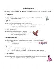 English Worksheet: a guide to punctuation