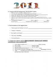 English worksheet: Vocabulary/tense worksheet