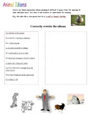 English Worksheet: Animal Idioms