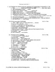 English worksheet: work sheet for grammar exercises 