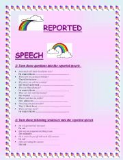 English Worksheet: REPORTED SPEECH  (2 pages)