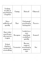 English worksheet: Vocabulary matching(senses)