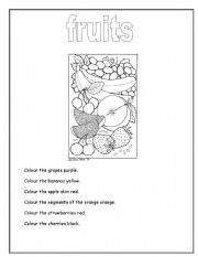 English Worksheet: fruit colouring worksheet