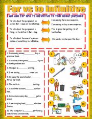 English Worksheet: For vs to infinitive