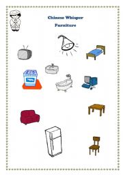 English worksheet: Chinese whisper furniture