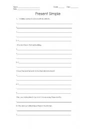 English worksheet: Present Simple sentences