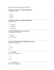 English Worksheet: ENGLISH LANGUAGE INTERMEDIATE TEST