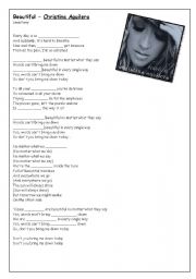 English Worksheet: SONG ACTIVITY: Christina Aguilera BEAUTIFUL