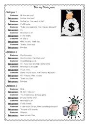English Worksheet: Dialogues about Money