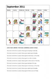 English Worksheet: Lisas Calendar