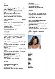 English Worksheet: Beyonce Signs