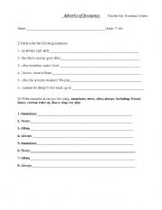 English Worksheet: adverbs of frecuency
