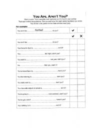 English worksheet: tag questions